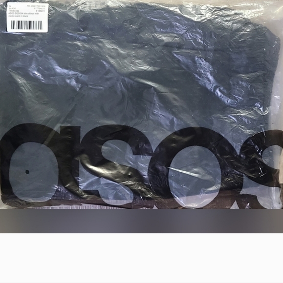 ASOS DESIGN slim chinos with elastic waist in black size M. New in package - Picture 4 of 5